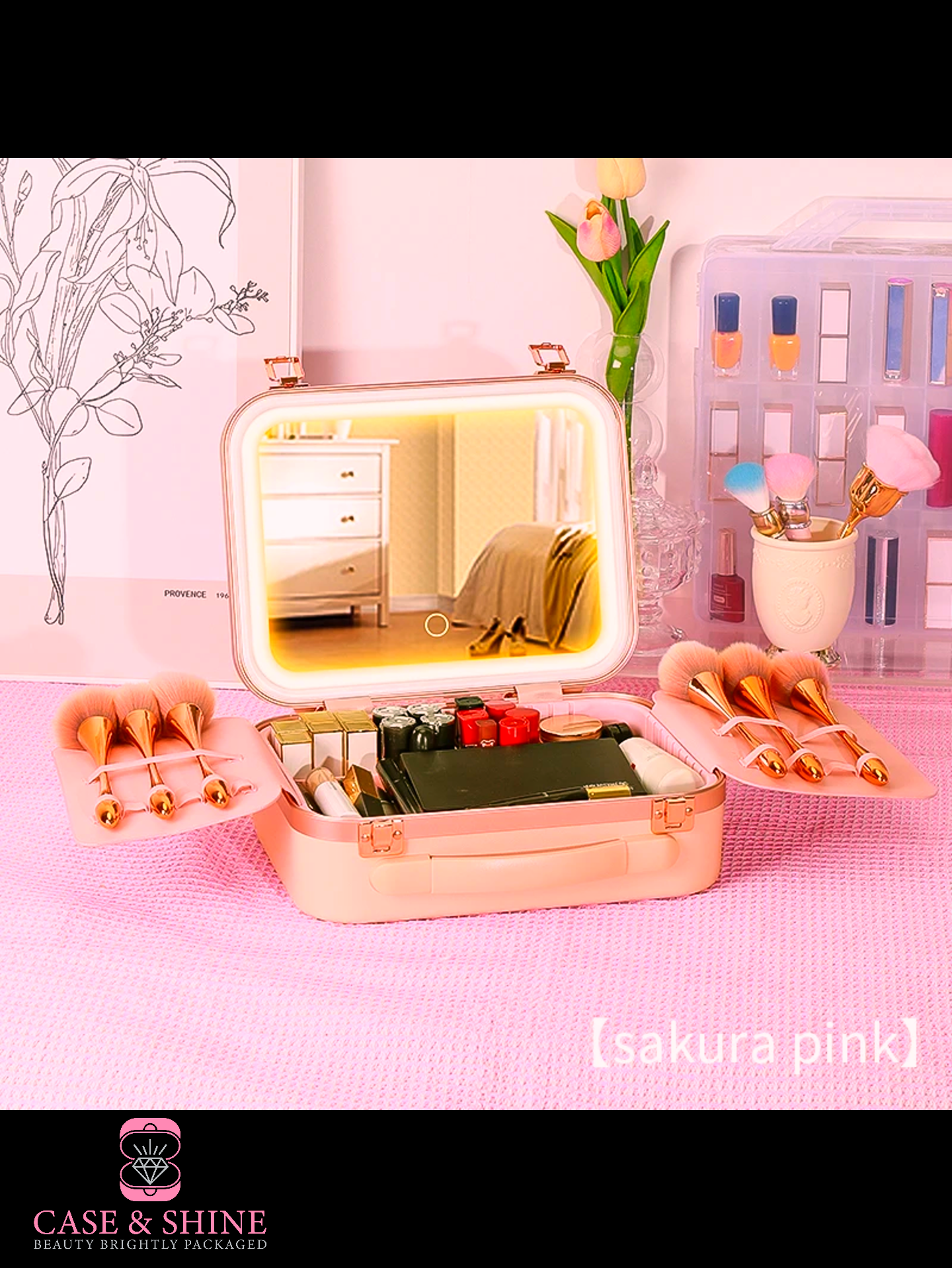 Luxury make-up organiser with LED mirror