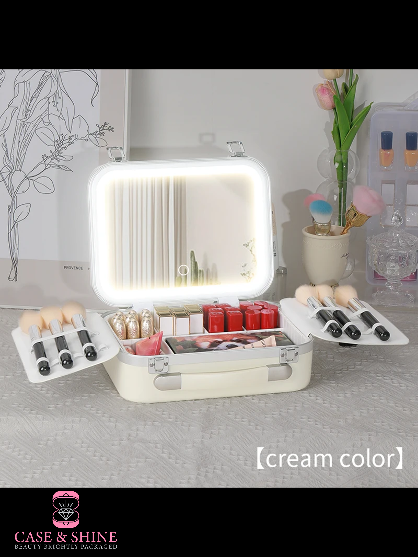 Luxury make-up organiser with LED mirror