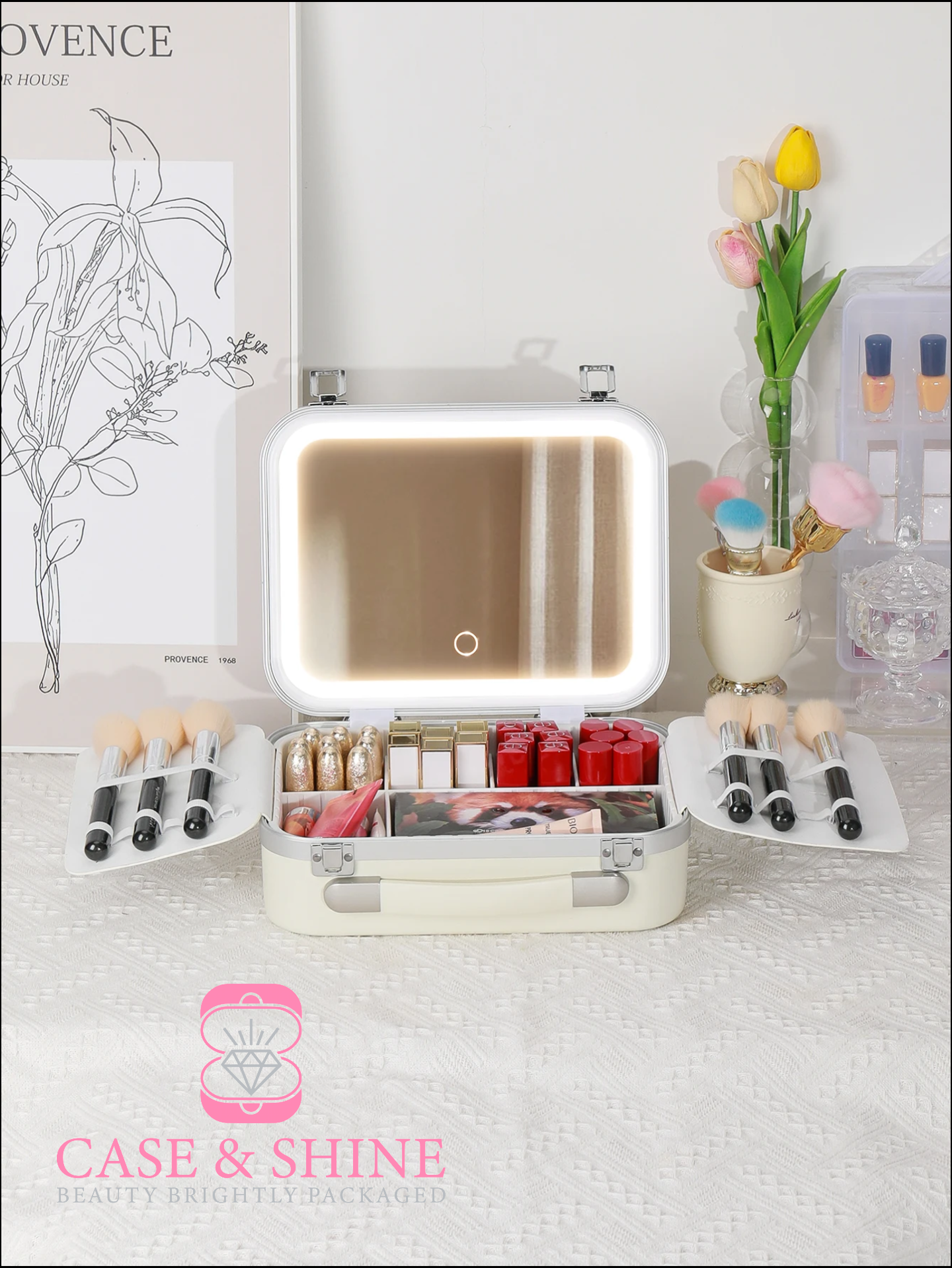 Luxury make-up organiser with LED mirror